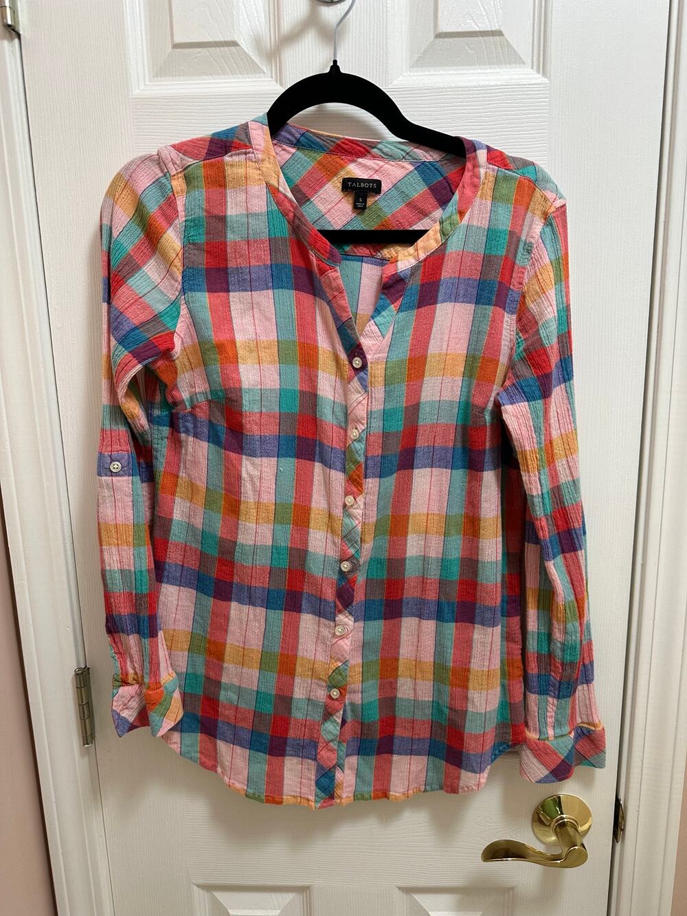 Talbots Button Down Shirt Size Small Plaid/Multicolor
